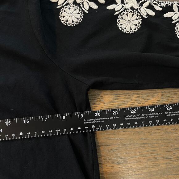 Pure Jill Embroidered Top Black White Organic Cotton Tunic Women’s M - Picture 7 of 9